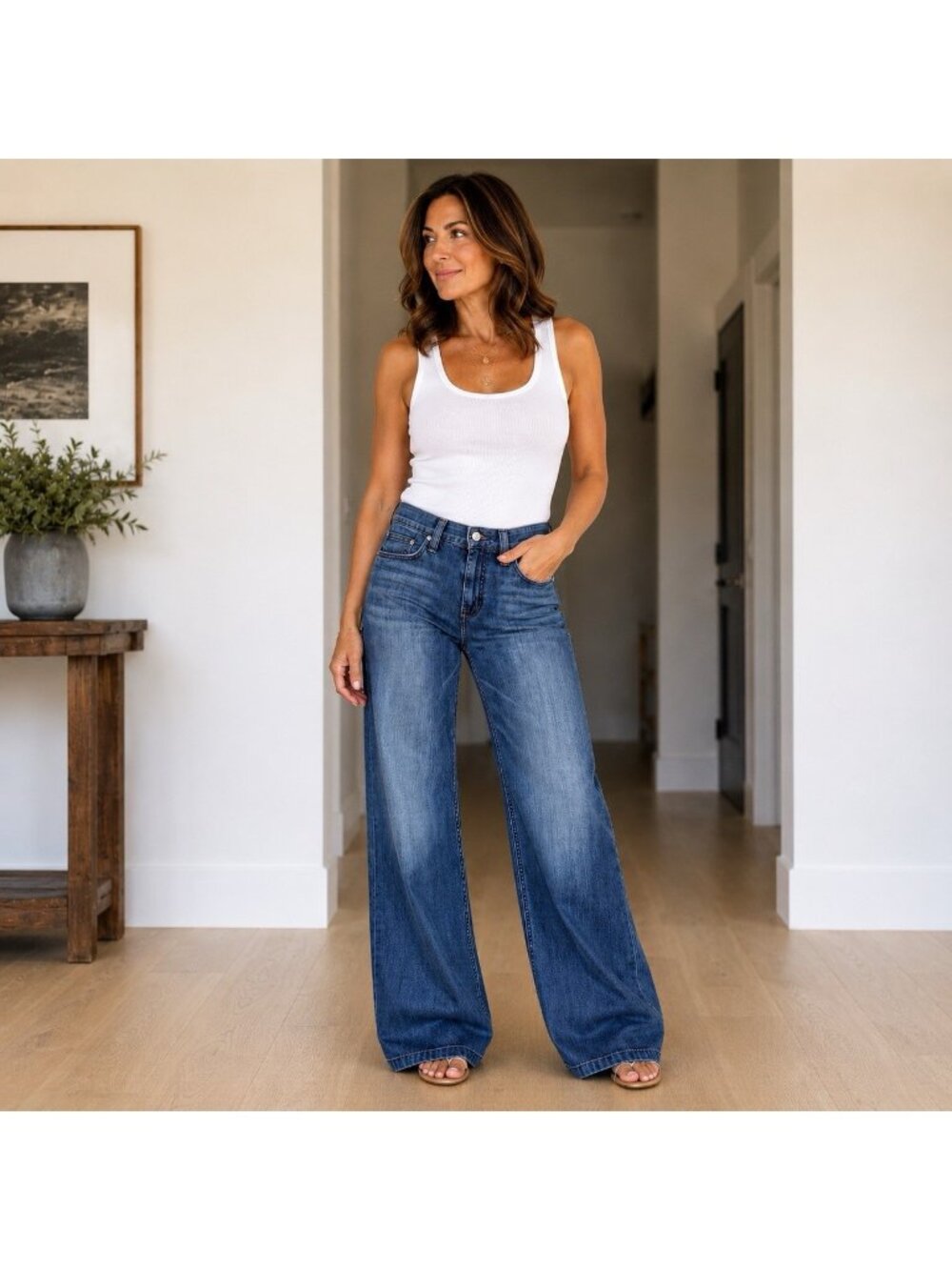 Taverniti So Soho Size 28 Wide-leg Bell-cut Blue Denim Flare Jeans Y2K Vintage